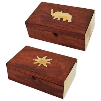 Kleine Motiv Holzbox mit Klappdeckel 6,5cm x 4cm Aufbewahrungsbox 1