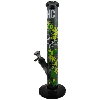 Glasbong FIRE-FLOW x Black Leaf THC Molekül 40cm 18.8 auf 14.5 Schliff Zylinder Bong 1