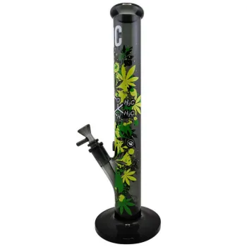 Glasbong FIRE-FLOW x Black Leaf THC Molekül 40cm 18.8 auf 14.5 Schliff Zylinder Bong 2
