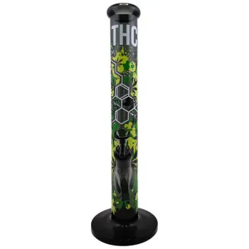 Glasbong FIRE-FLOW x Black Leaf THC Molekül 40cm 18.8 auf 14.5 Schliff Zylinder Bong 3