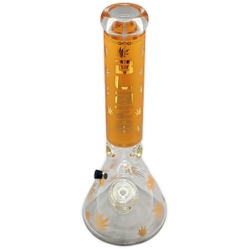 Blaze Glass Golden Leaf Orange Glasbong 34,5cm 18.8 auf 14.5 Schliff Kolben Eisbong 3