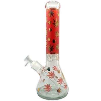 Blaze Glass Golden Leaf Red 34,5cm 18.8 auf 14.5 Kolben-Bong 2