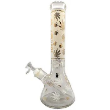 Glasbong Blaze Golden Leaf 34,5cm Farbauswahl 18.8 auf 14.5 Schliff Kolben Eisbong 4