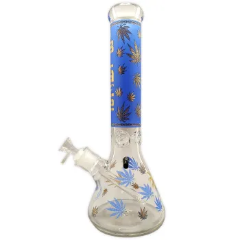Glasbong Blaze Golden Leaf 34,5cm Farbauswahl 18.8 auf 14.5 Schliff Kolben Eisbong 6