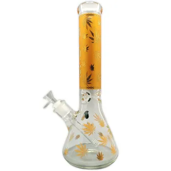 Glasbong Blaze Golden Leaf 34,5cm Farbauswahl 18.8 auf 14.5 Schliff Kolben Eisbong 7