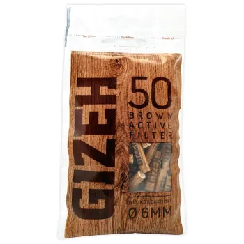 Gizeh Aktivkohlefilter Brown Extra Slim Ø6mm 50 Stück Activ Tips 1