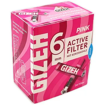 Gizeh Aktivkohlefilter Pink Extra Slim Ø6mm 34 Stück Activ Tips 1