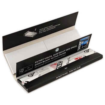 Gizeh Longpaper + Tips Black King Size Slim 34 Blatt + 34 Tips 2