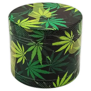 Black Leaf Grinder Camouflage Leafes 4-Part Ø 54mm Grün/Schwarz Alu CNC 1