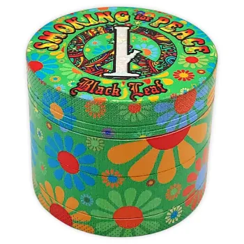 Black Leaf Grinder Smoking for Peace 4-Part Ø 50mm Bunt Alu CNC 1