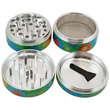 Black Leaf Grinder Smoking for Peace 4-Part Ø 50mm Bunt Alu CNC 2