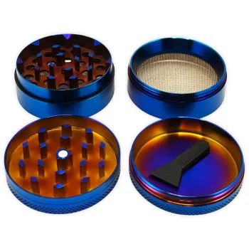 FIRE-FLOW 4-Part Grinder Icy Blue Trance Leaf Ø 50mm Blau Zink 3