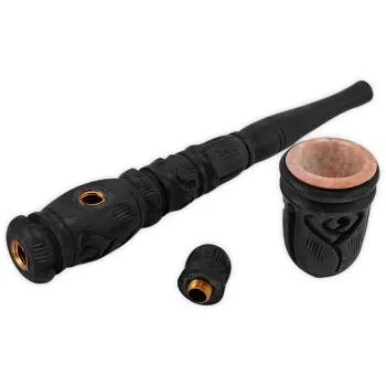 Holzpfeife Natur Pipe 15,5cm Farbe Schwarz 3-teilig 3