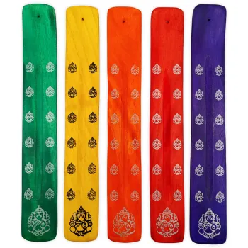 Räucherstäbchenhalter Ganesha 25,5cm Mangoholz mit Farbauswahl 1