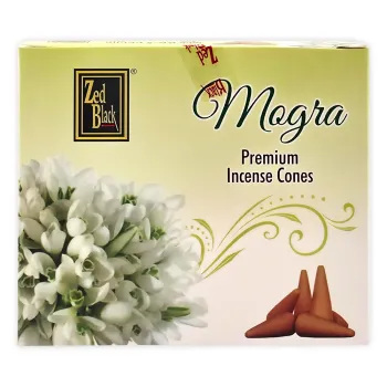 Zed Black Premium Räucherkegel Mogra Incense Dhoop Cone Indien 1