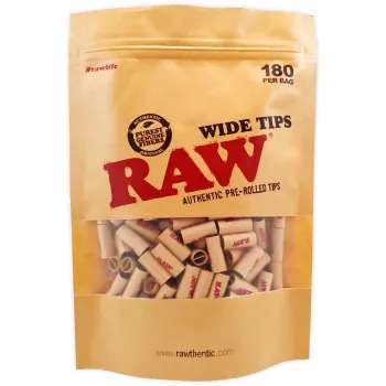 RAW Wide Tips 180 Stück Pre-Rolled Papier Filter vorgerollt in XL Vorratspackung 1