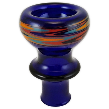 Verzierter Glas Shisha Kopf Blau 5-Loch 1