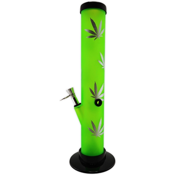 Acrylbong 33cm Weed Leafes Design Farbe Grün 2