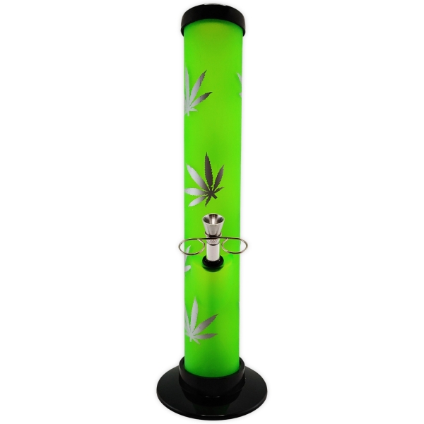Acrylbong 33cm Weed Leafes Design Farbe Grün 1