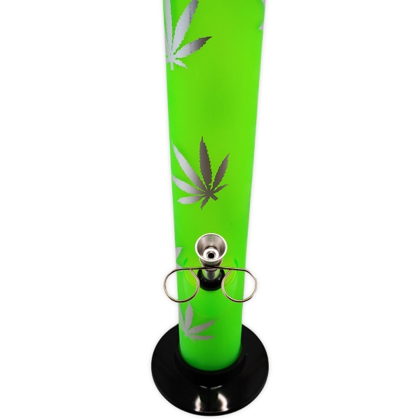 Acrylbong 33cm Weed Leafes Design Farbe Grün 3