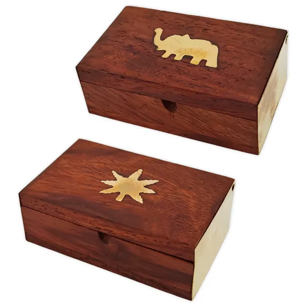 Kleine Motiv Holzbox mit Klappdeckel 6,5cm x 4cm Aufbewahrungsbox 1