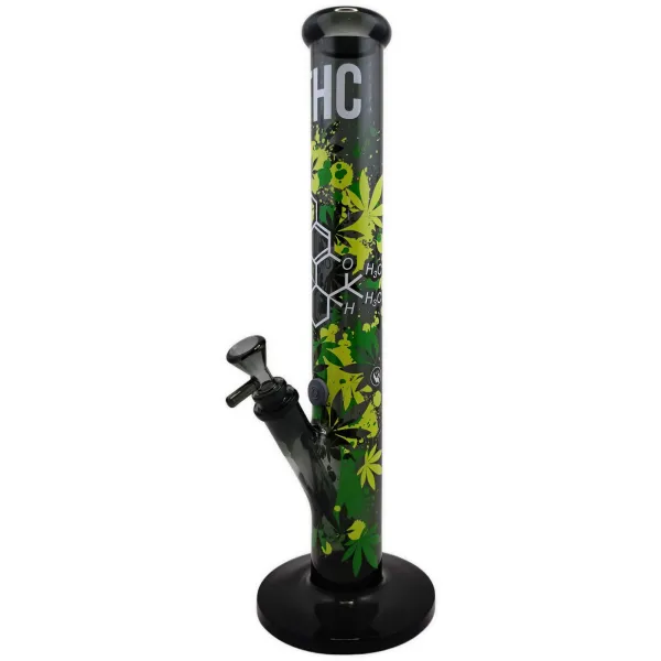 Glasbong FIRE-FLOW x Black Leaf THC Molekül 40cm 18.8 auf 14.5 Schliff Zylinder Bong 1