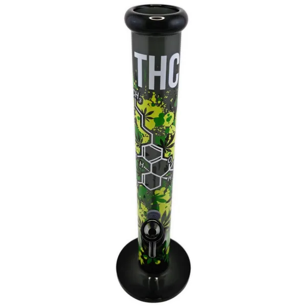 Glasbong FIRE-FLOW x Black Leaf THC Molekül 40cm 18.8 auf 14.5 Schliff Zylinder Bong 4
