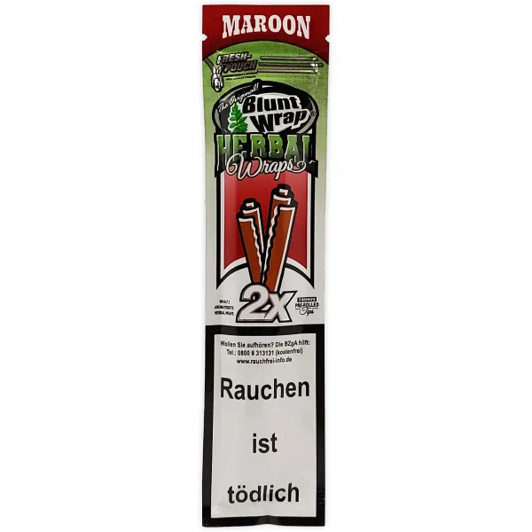 Blunt Wrap Herbal Maroon 2er Pack inkl. 2 Tips Kirsche Aroma 1