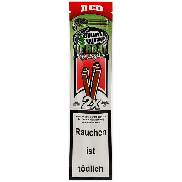 Blunt Wrap Herbal Red 2er inkl. 2 Tips Pack Erdbeere-Kiwi Aroma 1