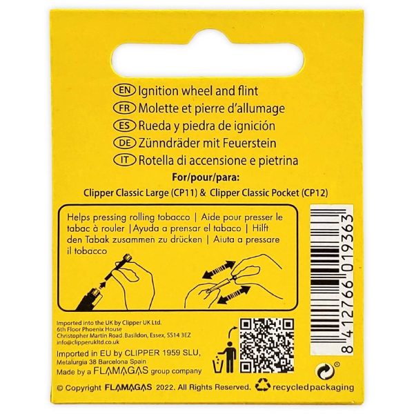 Clipper Large Flintsystem 3er Blister Nachrüstset Zündrad + Feuerstein 2