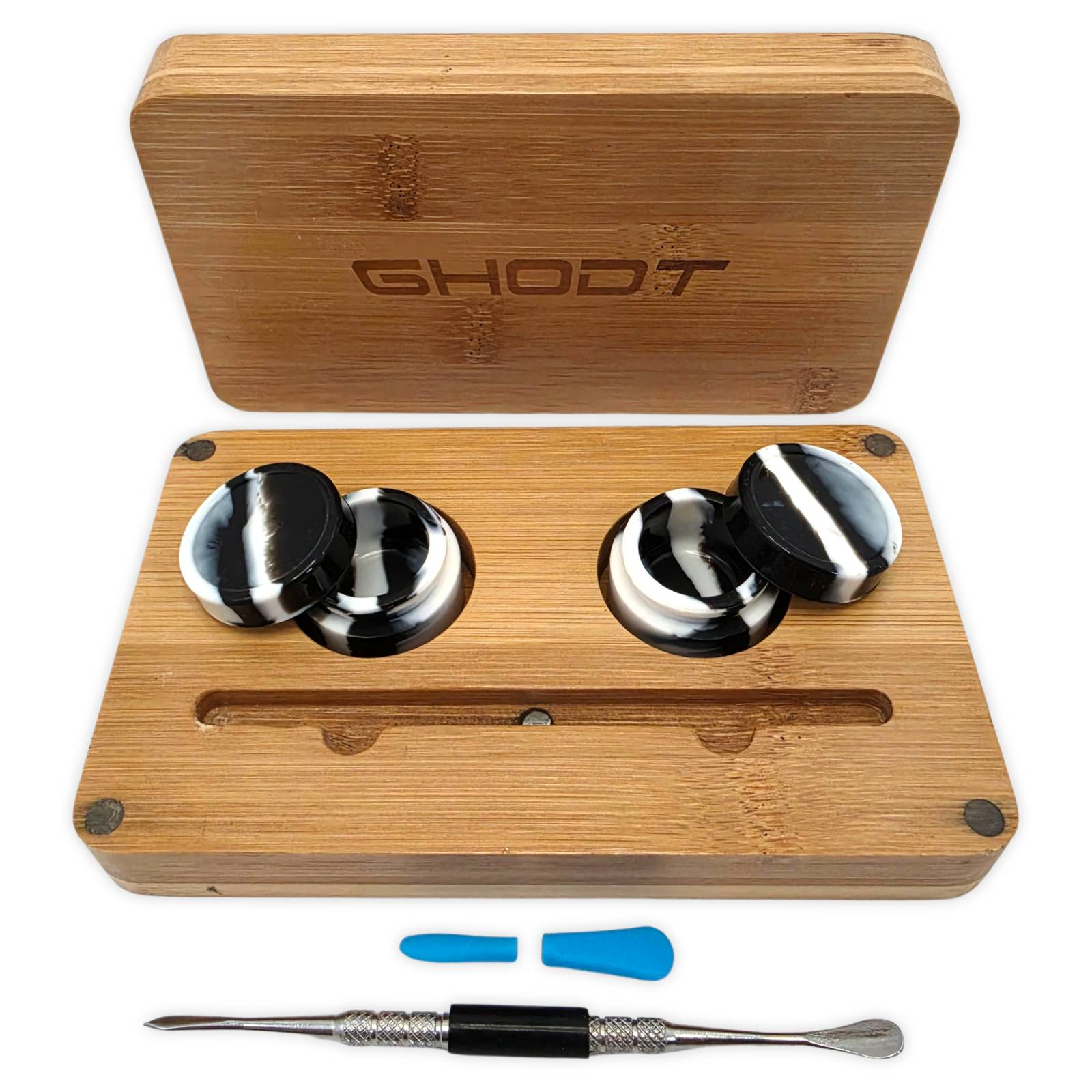 GHODT Dabbing Box Bambus Dab-Tool & 2 Silikon Container 3
