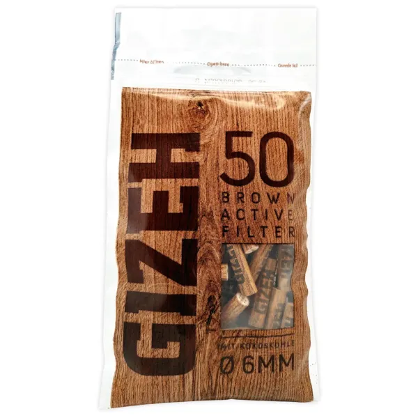 Gizeh Aktivkohlefilter Brown Extra Slim Ø6mm 50 Stück Activ Tips 1