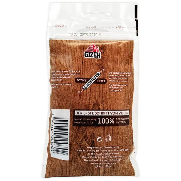 Gizeh Aktivkohlefilter Brown Extra Slim Ø6mm 50 Stück Activ Tips 2