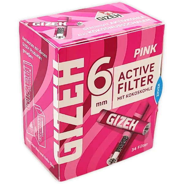 Gizeh Aktivkohlefilter Pink Extra Slim Ø6mm 34 Stück Activ Tips 1