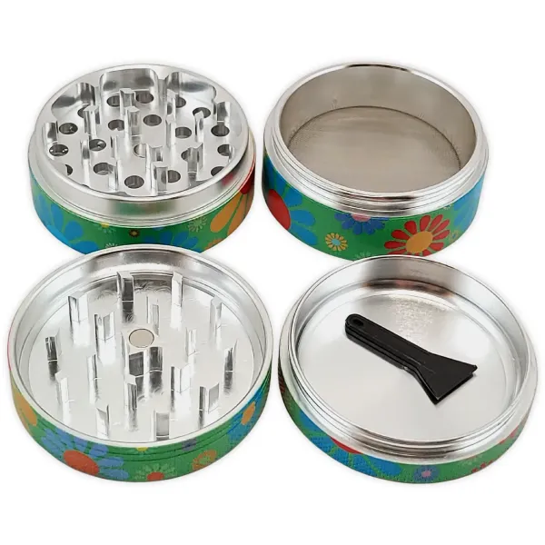Black Leaf Grinder Smoking for Peace 4-Part Ø 50mm Bunt Alu CNC 2