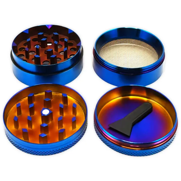 FIRE-FLOW 4-Part Grinder Icy Blue Trance Leaf Ø 50mm Blau Zink 3