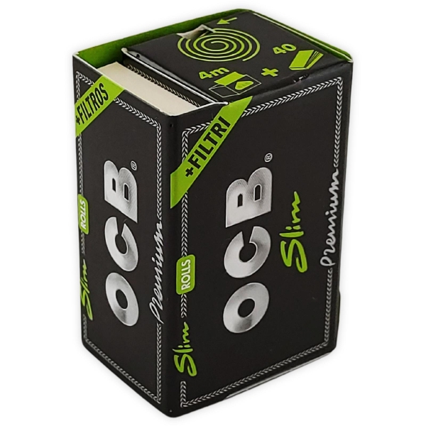 OCB Rolls Premium Schwarz 4 Meter + 40 Tips Slim Endlospaper Rolle 2