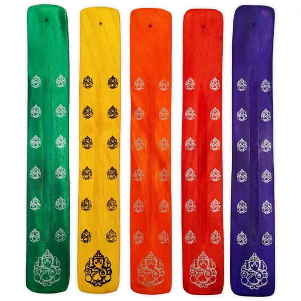 Räucherstäbchenhalter Ganesha 25,5cm Mangoholz mit Farbauswahl 1