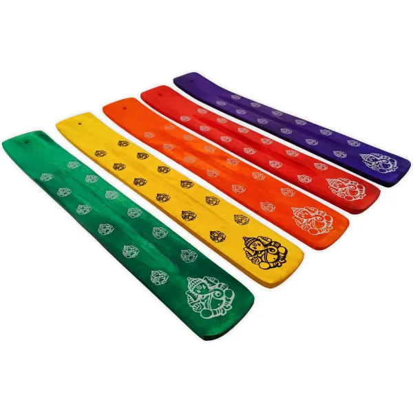 Räucherstäbchenhalter Ganesha 25,5cm Mangoholz mit Farbauswahl 2