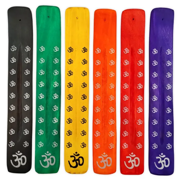 Räucherstäbchenhalter OM 25,5cm Mangoholz mit Farbauswahl 1