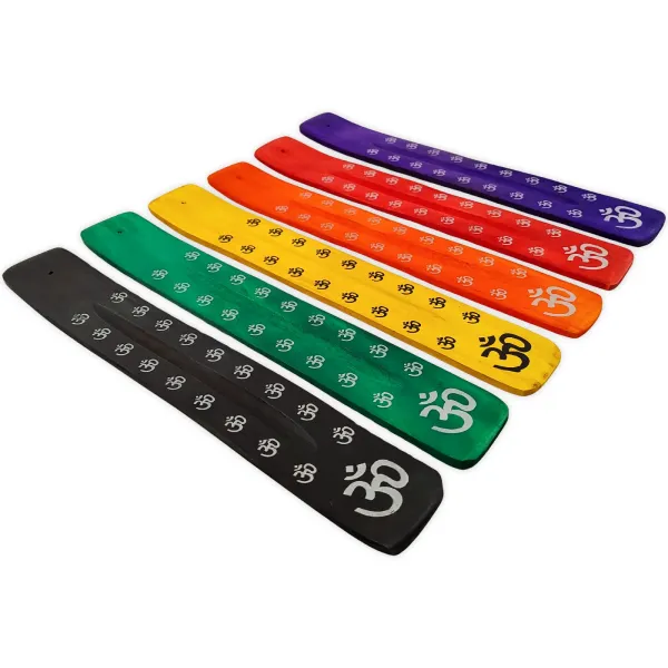 Räucherstäbchenhalter OM 25,5cm Mangoholz mit Farbauswahl 2