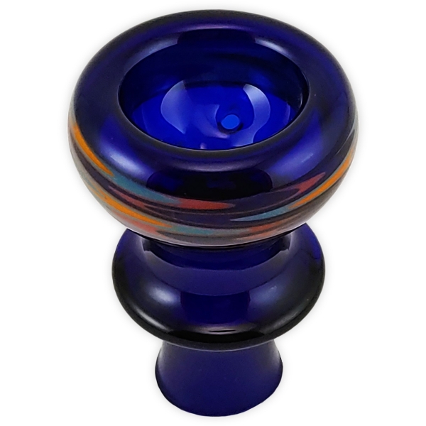 Verzierter Glas Shisha Kopf Blau 5-Loch 2