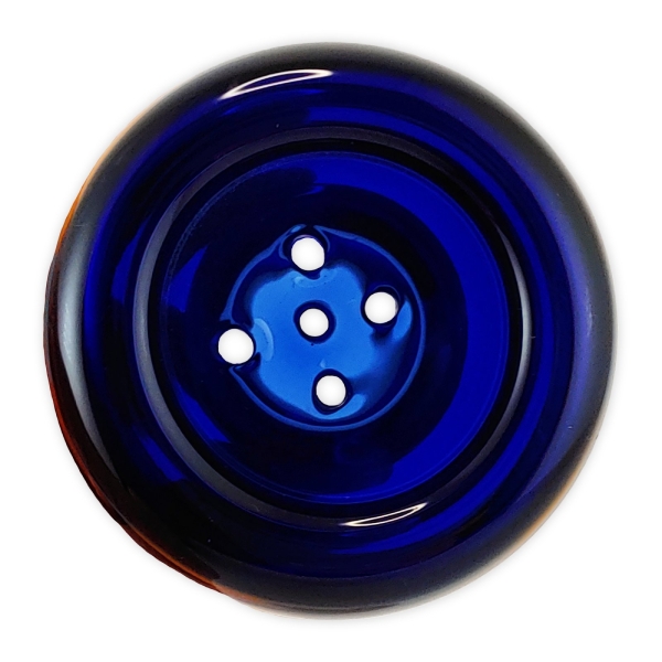 Verzierter Glas Shisha Kopf Blau 5-Loch 3