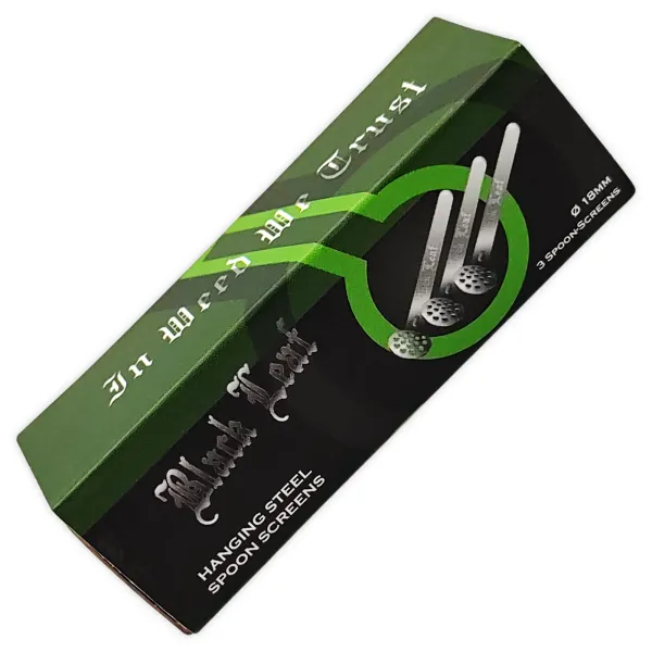3er Pack Black Leaf Hängesiebe 18mm Edelstahl Siebe Bong Kopf 2
