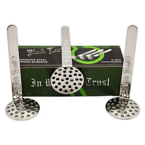 3er Pack Black Leaf Hängesiebe 18mm Edelstahl Siebe Bong Kopf 1