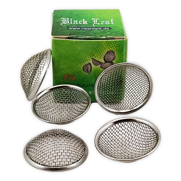 5er Pack Black Leaf Schüsselsiebe 20mm Edelstahl Siebe Pfeifenkopf 1